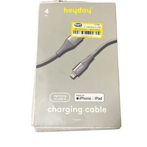 Heyday 4' Lightning to USB-A‎ Round Cable Gray MFI- certified Apple Iphone Ipad